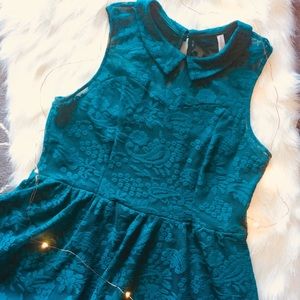 Xhilaration Dark Teal Lace Dress w/ Collar